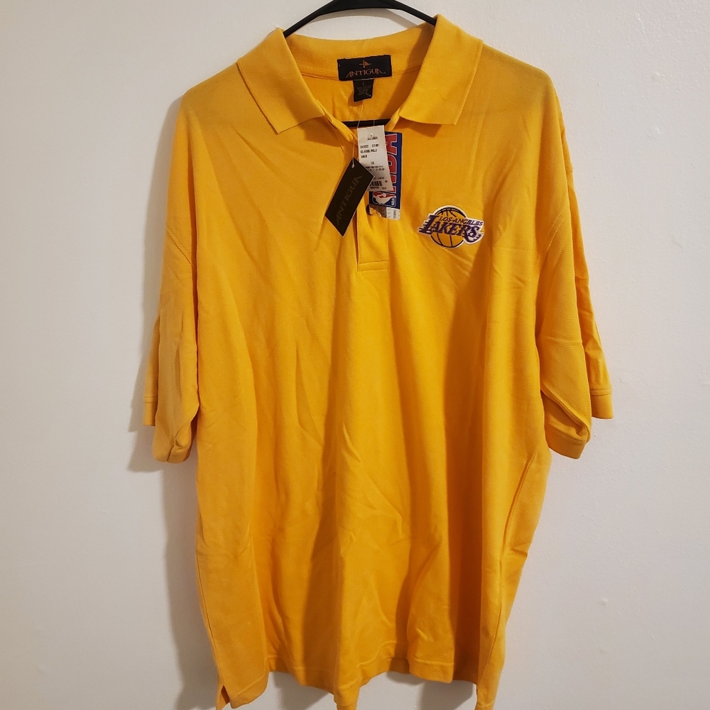 Vintage NWT Los Angeles Lakers Polo Shirt Size Large Antigua NBA LA Lakers